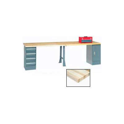 Global Industrial™ 96 x 30 Extra Long Production Workbench - Bord carré de bloc d'érable - Gris