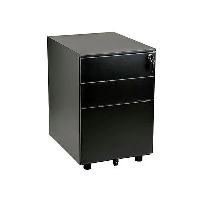 Interion® 3 Drawer Low File Cabinet - Noir