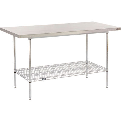 Global Industrial™ 304 Table de travail en acier inoxydable, 60 x 30 po, étagère inférieure chromée