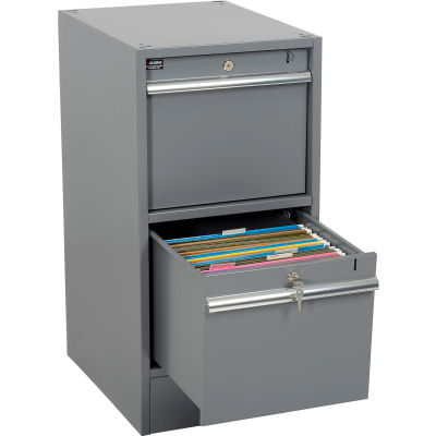 Global Industrial Pedestal W/ 2 Drawers, 15-3/4"W x 20"D, Gray