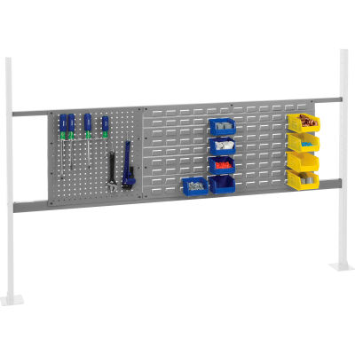 Panel Kit for 72"W Workbench with 18"W Pegboard and 36"W Louver, Mounting Rail - Gray