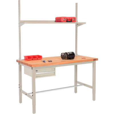 Global Industrial™ 96x30 Production Workbench Maple Square Edge - Tiroir, Verticale et Étagère TN