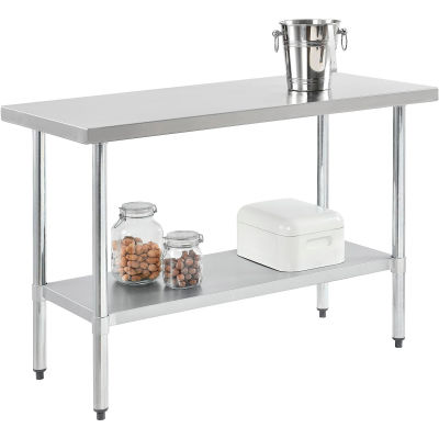 Global Industrial™ 430 Table en acier inoxydable, 48 x 24 », sous étagère