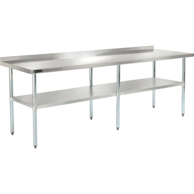 Global Industrial™ 430 Table en acier inoxydable, 96 x 30 », sous étagère, dosseret 2 »