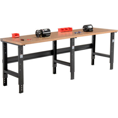 Global Industrial™ Extra Long Workbench, 96x30 », hauteur réglable, Shop Top Square Edge, Noir