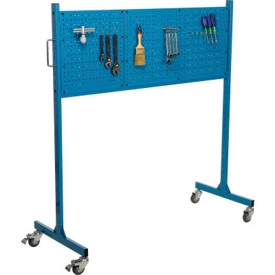 Global Industrial™ Mobile Pegboard Panel Rack, 60"W, Bleu