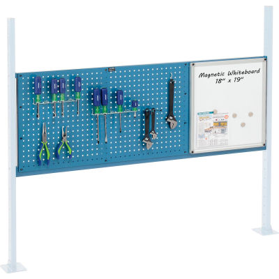 Global Industrial™ 36 » Pegboard & 18 » Whiteboard Panel Kit, 60"W, Bleu