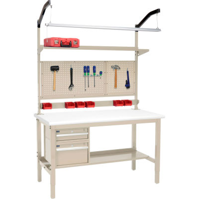 Global Industrial™ 72"W x 36"D Production Workbench - EsD Safety Edge Banc complet - Beige