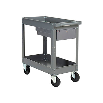Global Industrial Stock Cart, 1 Drawer & 2 Tray Shelves, 16"Wx30"L, 500 Lb. Cap