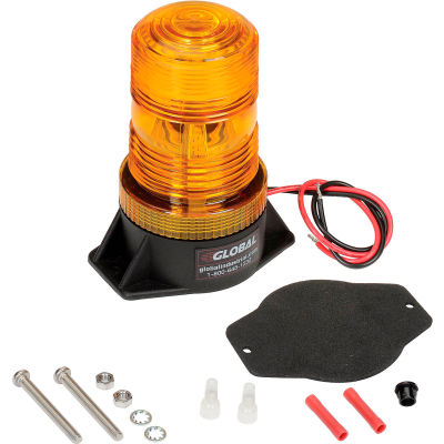 Global Industrial High-Profile Amber LED Permanent Mount Forklift Strobe Light 12 to 110 Volts