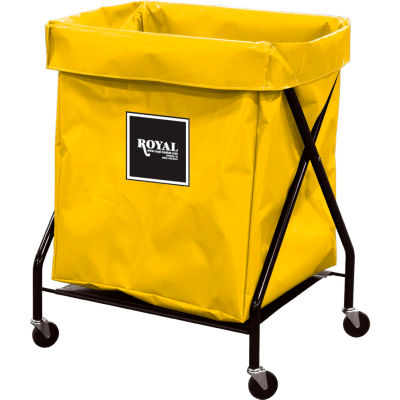 Royal Basket Trucks® R08-YYX-XFA-3ONN 8 Bu Yellow Vinyl X-Frame Cart