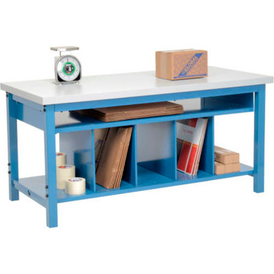 Global Industrial™ Packing Workbench W/Lower Shelf Kit, Bord carré stratifié, 72"L x 30"D