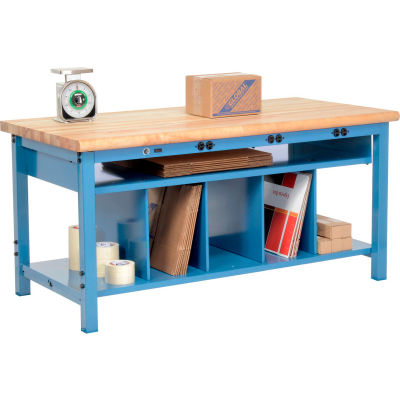 Global Industrial™ Packing Workbench W/Lower Shelf &Power, Maple Safety Edge, 72"W x 30"D