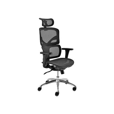 Chaise ergonomique Interion® dos haut et bras réglables, maille, noir