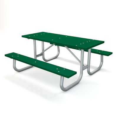 Global Industrial 6' Recycled Plastic Rectangular Picnic Table with Galvanized Frame, Green
