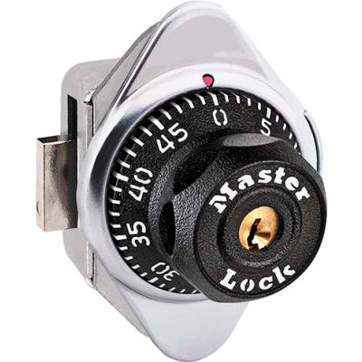 Cadenas à combinaison intégré  Master Lock® 1630STK, pour casier à 1, 2, 3 niveaux, avec 1 clé de contrôle et tableau, prix unitaire - Qté par paquet : 50