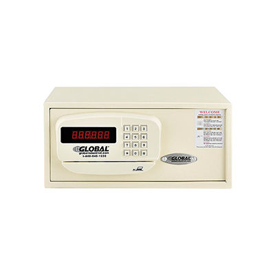 Global Industrial™ Personal Hotel Safe Electronic Lock w/Card Slot 15Wx10Dx7H Keyed Alike, WHT