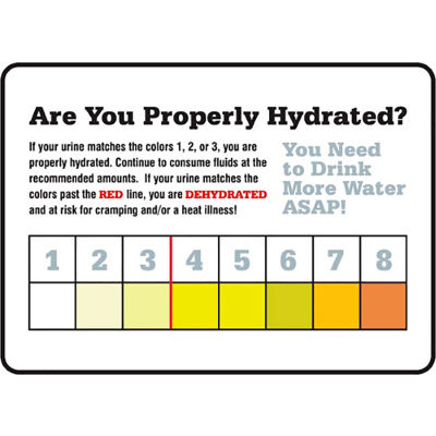 Accuform MRST533VP Safety Hydration Card, ARE YOU PROPERLY HYDRATED, 7"H x 10"W, Plastique