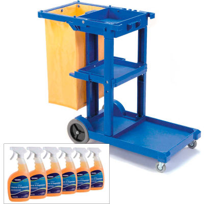 Global Industrial™ Janitor Cart Blue avec étui nettoyant pour agrumes Degreaser