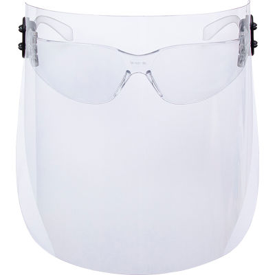 Écran facial jetable ERB® avec lunettes à clipser, PU, 11 po L x 7 po l x 3/16 po d’épaisseur, transparent, pqt de 24 - Qté par paquet : 24
