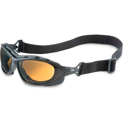 Uvex® lunettes sismiques scellées, cadre noir, lentille espresso, résistant aux rayures, anti-brouillard