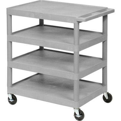 Luxor® BC45 Plastic Shelf Truck 24 x 18 x 39, 4 Shelves, Gray