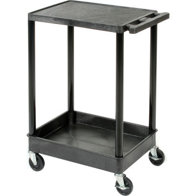 Luxor® STC21 Flat Top Shelf 2 Shelf Plastic Utility Cart 24x18 300 Lbs.