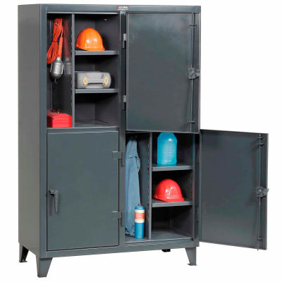 StrongHold® 2-Tier 4 Door Personnel Locker, 50"W x 24"D x 78"H, Gray, All-Welded