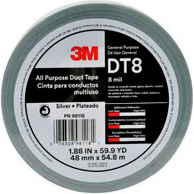 3M™ tout usage Duct Tape DT8 Silver, 1-7/8 "x 180', 8 Mil - Qté par paquet : 24