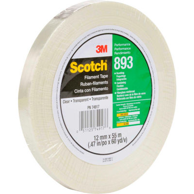 3M™ Scotch® 893 Filament Tape 1/2" x 60 Yds. 6 Mil clair - Qté par paquet : 72