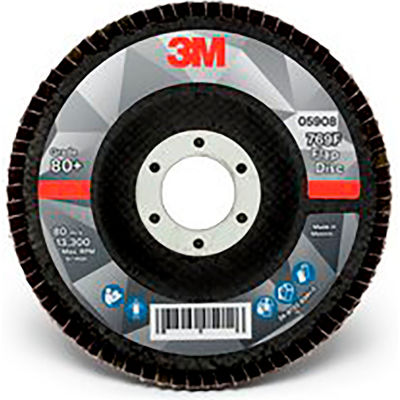 3M™ Flap Disc 769F, 05908, T29, 4 1/2 » x 7/8 in, 80+ YF-weight, 10 Per Case - Qté par paquet : 10
