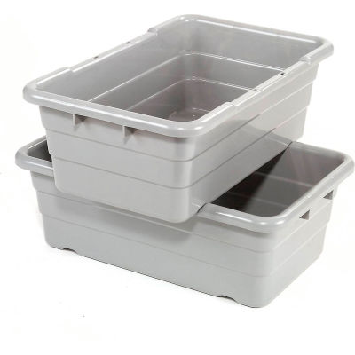 Global Industrial™ Cross Stack Nest Tote Tub - 25-1/8 x 16 x 8-1/2 gris - Qté par paquet : 6