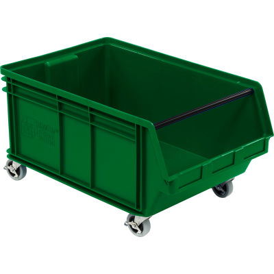 Quantum Mobile Magnum Plastic Stacking Bin, 18"W x 28"D x 15"H, Green