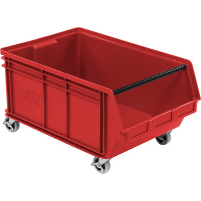Quantum Mobile Magnum Plastic Stacking Bin, 18-3/8"W x 29"D x 14-7/8"H, Red