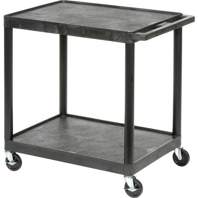Luxor® Plastic Utility Cart, 2 Shelf, 24"Lx18"Wx33-1/2"H, Black