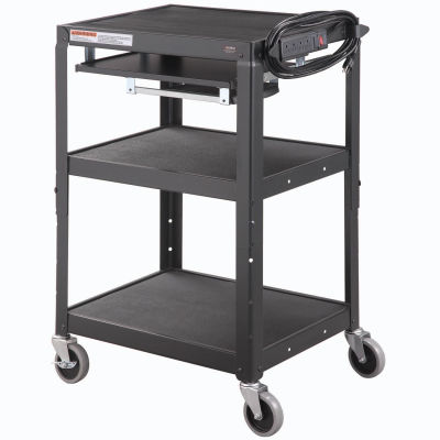 Global Industrial™ Steel Mobile Workstation Cart with Slide out keyboard & Mouse Shelf - Black