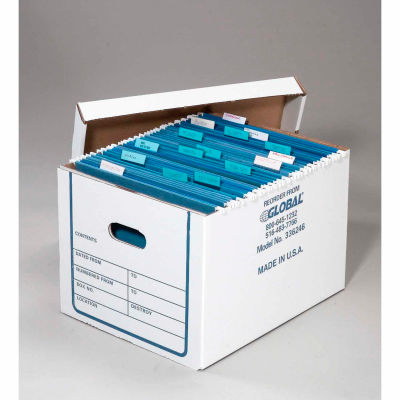 Boîtes de rangement pour dossiers de transfert industriel™ mondial, 15 po L x 12 po L x 10 po H, blanc - Qté par paquet : 20