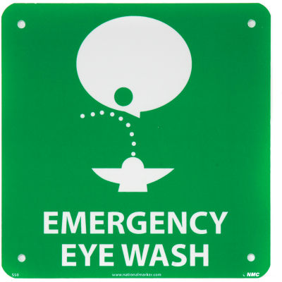 Enseignes d'installation illustrées   - « Emergency Eye Wash » - Plastique, 7x7