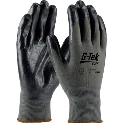 PIP® G-Tek® GP™ Nitrile recouvert de Nylon Grip gants, grands, 12 paires
