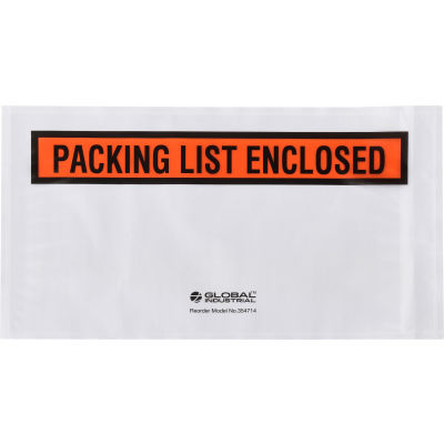 Global Industrial™ Panel Face Envelopes, « Packing List Enclosed », 5-1/2"Lx10"L, Orange, 1000/Pk