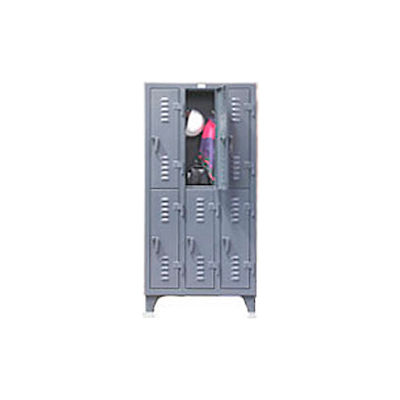 StrongHold® 2-Tier 2 Door Heavy Duty Slim-Line Locker 14 « L x 18 « P x 78 » H, gris, tout soudé