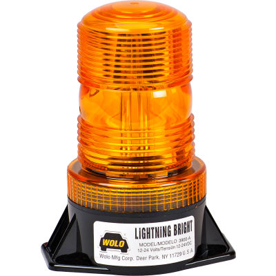 Wolo® Strobe Warning Light Permanent Mount Amber Lens. 12-24 Volt - 3900-A