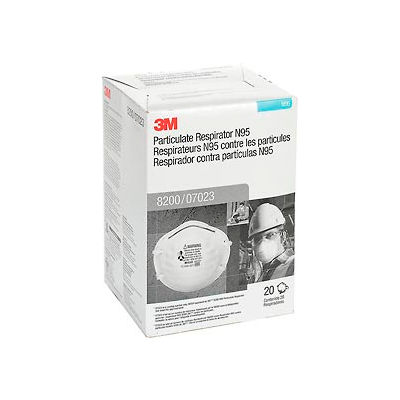 Masque antiparticules jetable 3M™ 8200/07023(AAD) N95, boîte de 20
