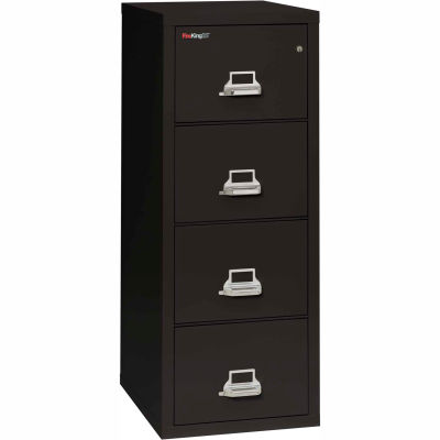 Fireking Fireproof 4 Drawer Vertical File Cabinet - Legal Size 21"W x 25"D x 53"H - Black