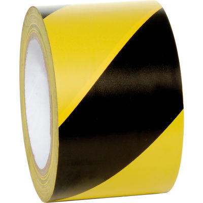 4 Rolls 2" x 108' Black Yellow Striped Vinyl Safety Warning Floor Marking Tape 