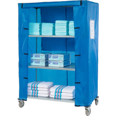 Nexel® Galvanized Steel Linen Cart with Nylon Cover, 4 Shelves, 48"L x 24"W x 69"H