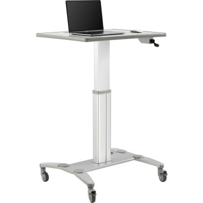 Global Industrial™ sit-stand mobile desk avec emplacement pour tablette, gris / argent