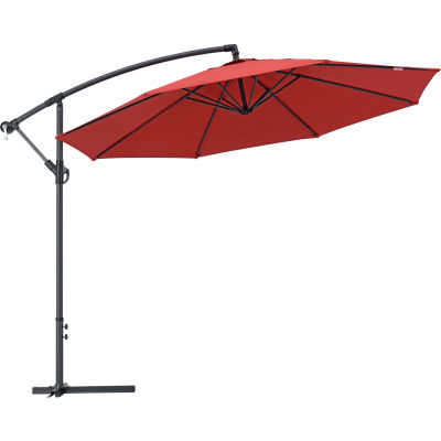 Global Industrial™ Parapluie cantilever avec manivelle, tilt et croisillon, tissu oléfine, 10'W, rouge