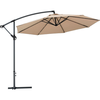 Global Industrial™ Parapluie cantilever avec manivelle, inclinaison et croisillon, tissu oléfine, 10'W, bronzage