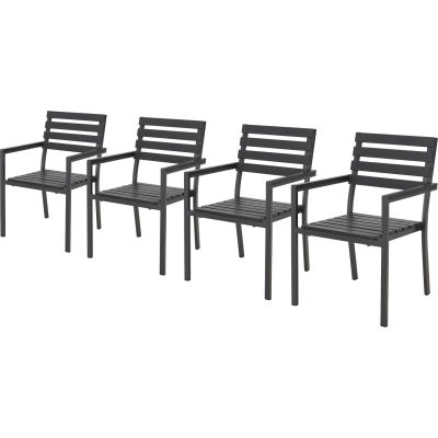 Global Industrial™ Stackable Outdoor Dining Arm Chair, Noir, 4 Pack